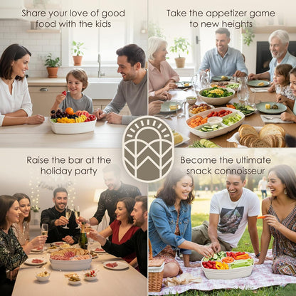 Chilled Serving Tray with Lid 15" - 3-Tier Ice Party Platter with 4 Compartments, Ice Tray, BPA-Free Melamine, Dishwasher & Freezer Safe for Fruits & Vegetables - Cutting Board Included