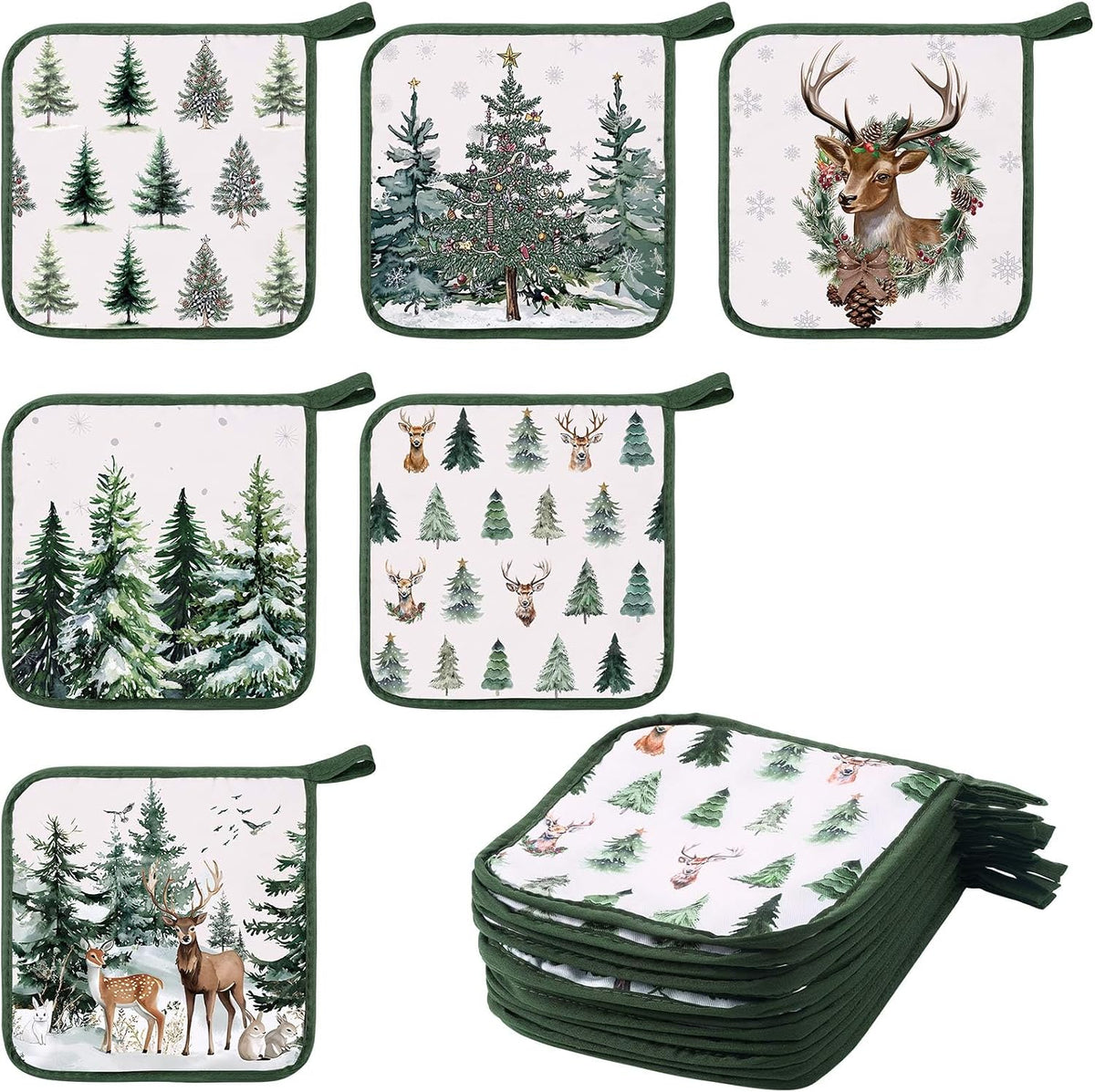 Bencailor 12 Pcs Christmas Wildflower Pot Holders with Pocket