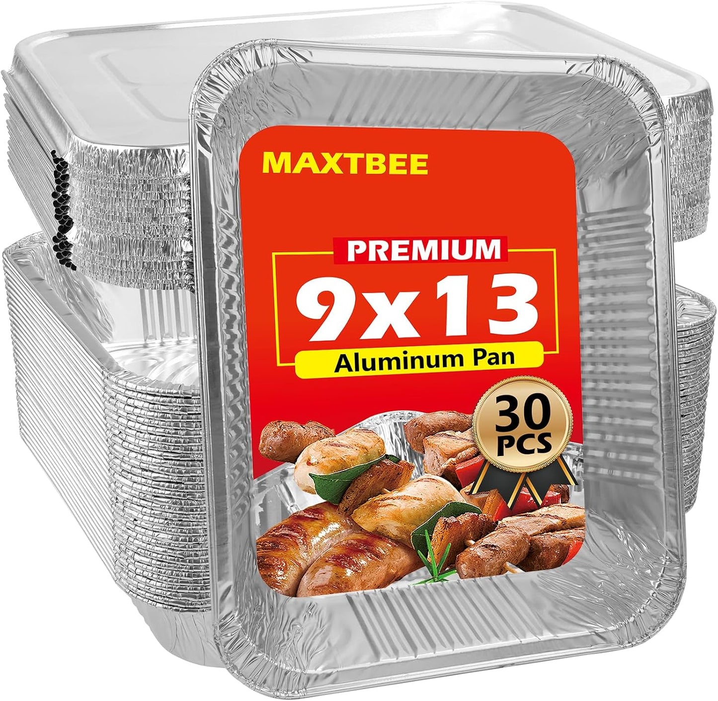 9x13 Aluminum Foil Pans with Lid, 10 Pack Disposable Trays Half Size Heavy Duty Tin Pans Deep Food Containers For Cooking, Meal Prep, Baking, Roasting, Chafing, Heating or Steam Table