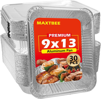 9x13 Aluminum Foil Pans with Lid, 10 Pack Disposable Trays Half Size Heavy Duty Tin Pans Deep Food Containers For Cooking, Meal Prep, Baking, Roasting, Chafing, Heating or Steam Table