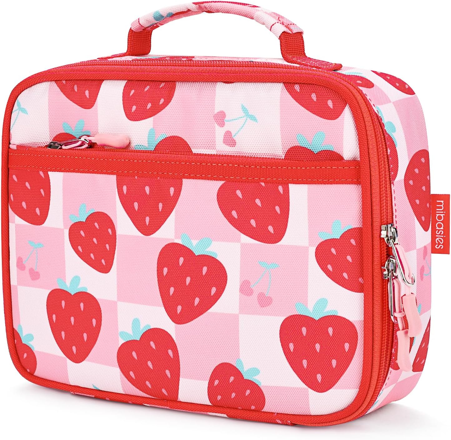 mibasies Kids Lunch Box for Girls Toddler, Insulated and Reusable Lunch Bag for School, Pink Rainbow