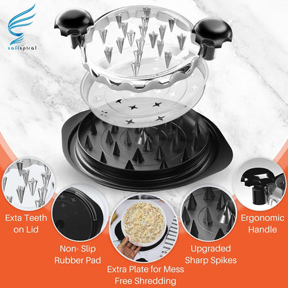 Chicken Shredder Tool Twist Large – 10.2 Inch Non Slip Meat Shredder with Removable Tray- BPA Free, Dishwasher Safe, Heat Resistant Chicken Breast Shredder with Handle & Serving Tong