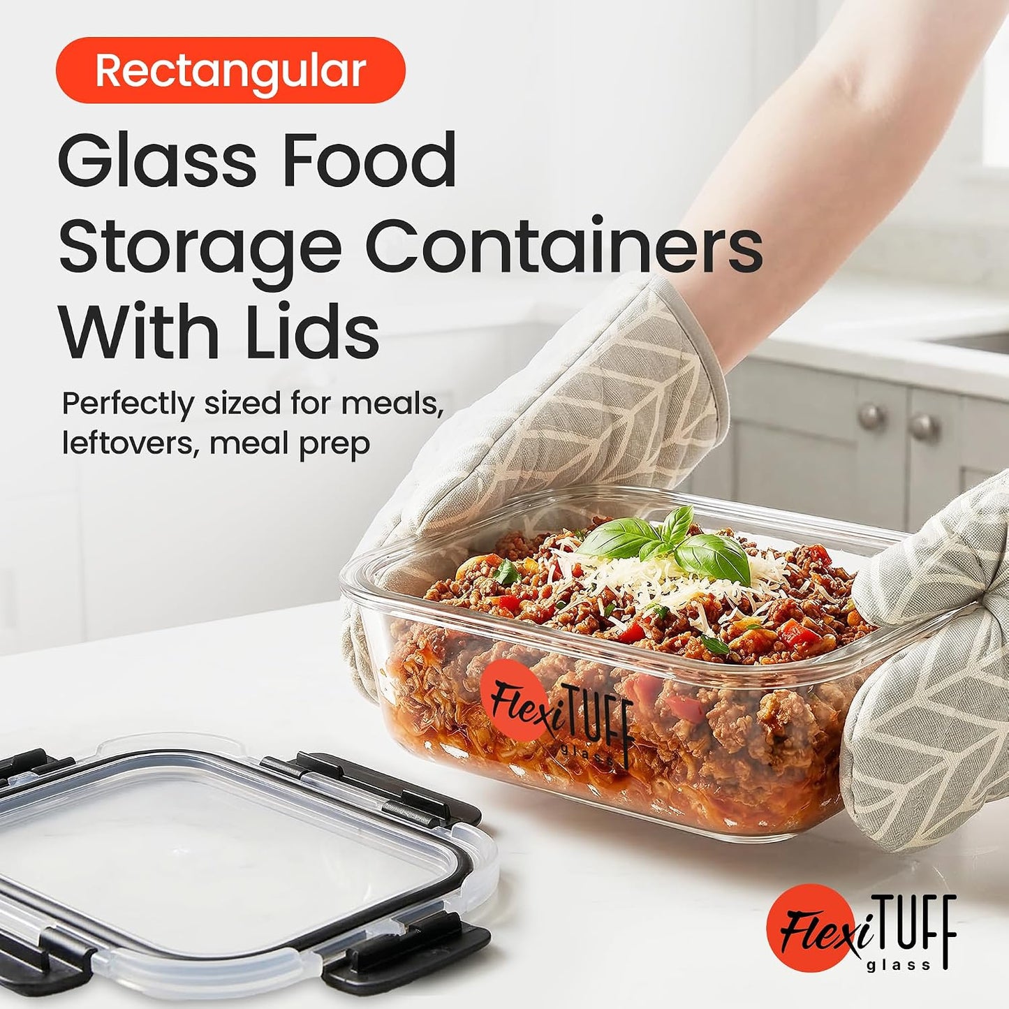 24pcs Set Food Storage Containers (12 Airtight & 12 Lids) | Glass Meal Prep Containers | Lunch Box | BPA Free, Leakproof Lids, Dishwasher, Microwave & Freezer Safe for Kitchen