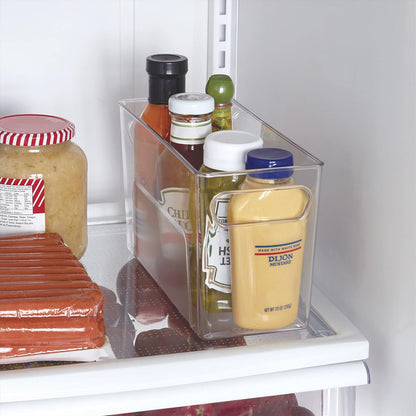 Copco Clear Narrow Storage Bin with Built-In Handles - Refrigerator Organizer, Pantry Organizers and Storage, Bathroom Organizer, Kitchen Organizers and Storage, Hand Wash