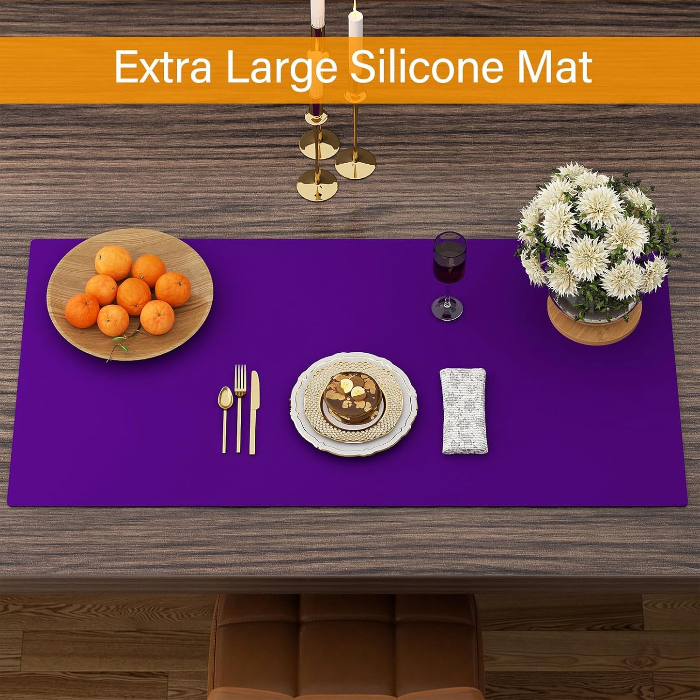 Food Grade Silicone Table Protector Mat 47x24 Inch, Heat Resistant Desk Pad for Baking/Painting/Resin/Welding, Non-Slip Waterproof Surface Easy Clean (3 Colors) (Gray)