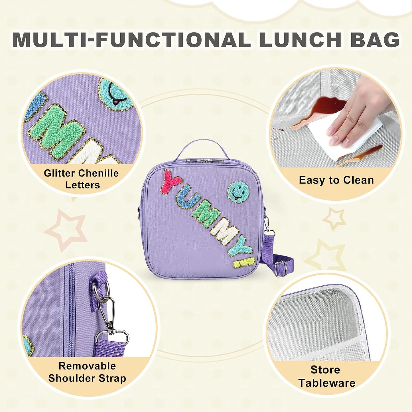 Kids Lunch Box for Kids Insulated Reusable Lunch Bag Tote Durable Children Leak-proof Lunchbox with Adjustable Shoulder Strap for School Daycare Travel Picnic (Navy - 3D Dinosaur)