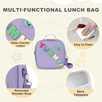 Kids Lunch Box for Kids Insulated Reusable Lunch Bag Tote Durable Children Leak-proof Lunchbox with Adjustable Shoulder Strap for School Daycare Travel Picnic (Navy - 3D Dinosaur)