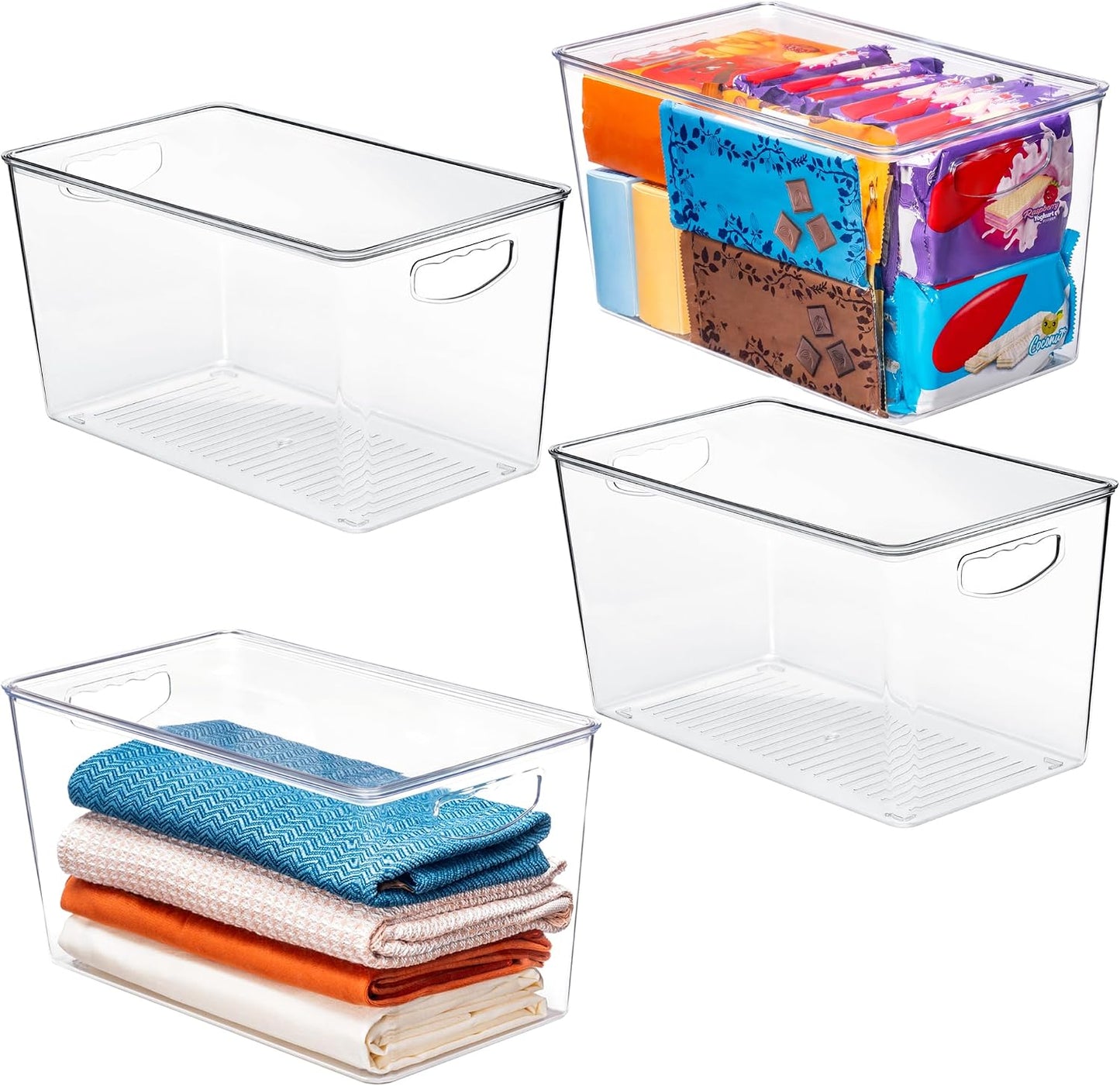 theaoo Clear Storage Bins with Lids Stackable - Large Plastic Containers for Pantry Organization and Storage - Perfect for kitchen,Fridge,Laundry Room,Bathroom,Garage,Closet,Cabinet Organizer - 8 Pack
