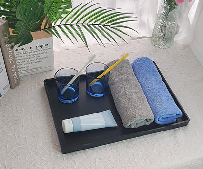 White Serving Tray (13.5 x 9.6 inch) for Serving Accessory, Elegant & Stackable Plastic Tray for Spa, Coffee, Drinks, Tea, Bar, Party, Seasoning, Perfume and Display Use.