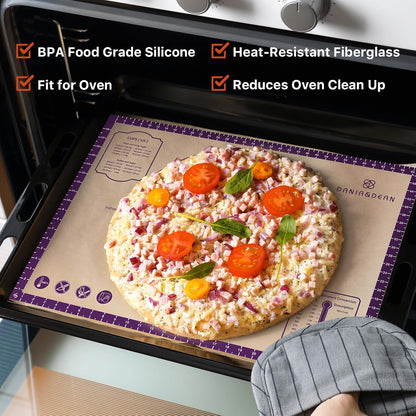 Silicone Baking Mat,28" x 20" Extra Thick Large Non Stick Sheet Mat with Measurement Non-slip Dough Rolling Mat,Reusable Food Grade Silicone Counter Mat for Making Cookies,Macarons,Bread and Pastry