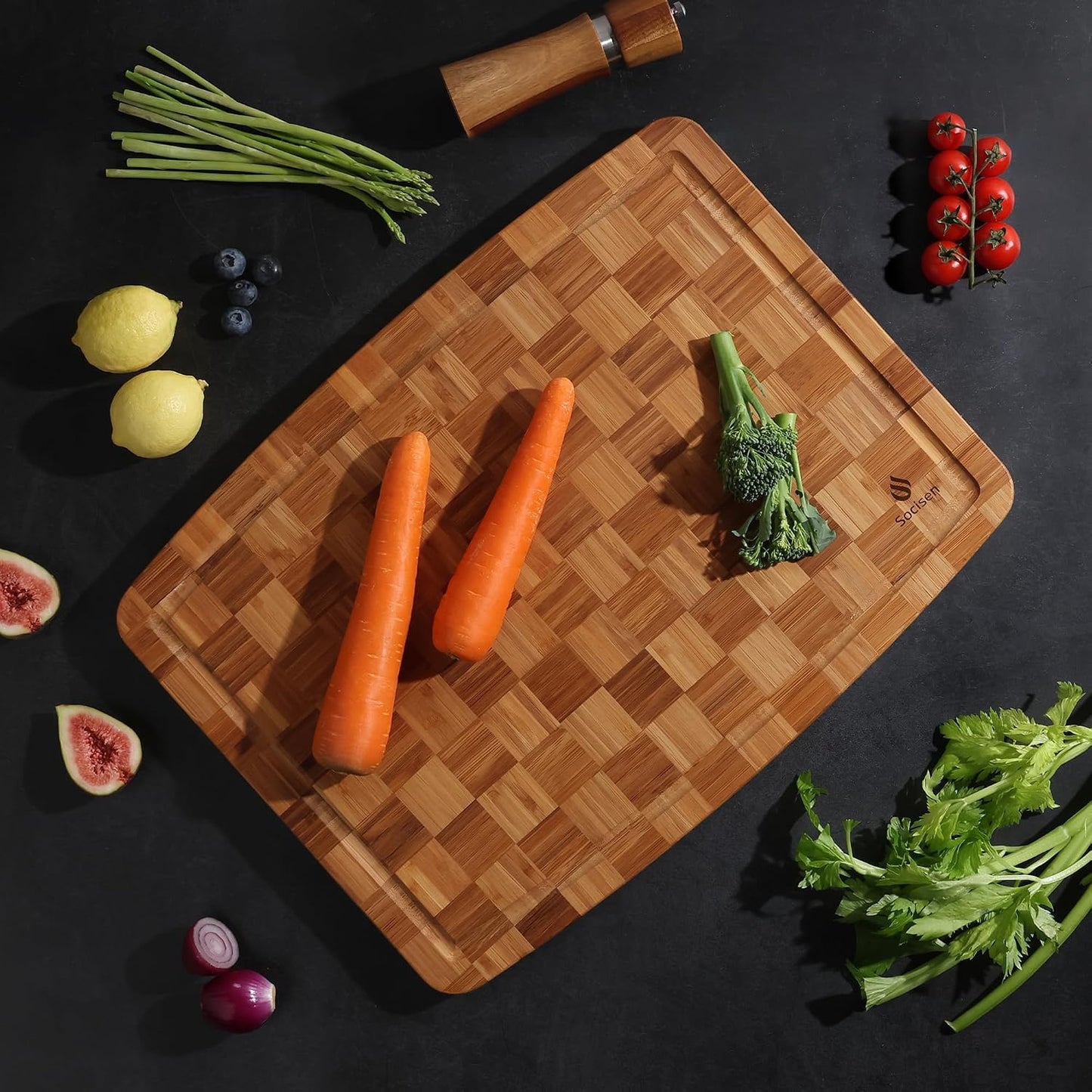 3 Pack Bamboo Cutting Board Set Non Toxic Wooden Cutting Board for Kitchen Non Slip Solid End Grain Thick Wood Juice Groove Chopping Board Edge Grain Teak Smart Marble Flexible Round Stone Metal