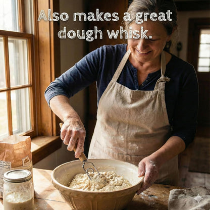 Sourdough Starter Stirring Hook and Danish Dough Whisk | Small Size to Fit in Jars | Improve the Mixing Standard Of Your Starter For Better Baking Results | New England Sourdough Starter Co.