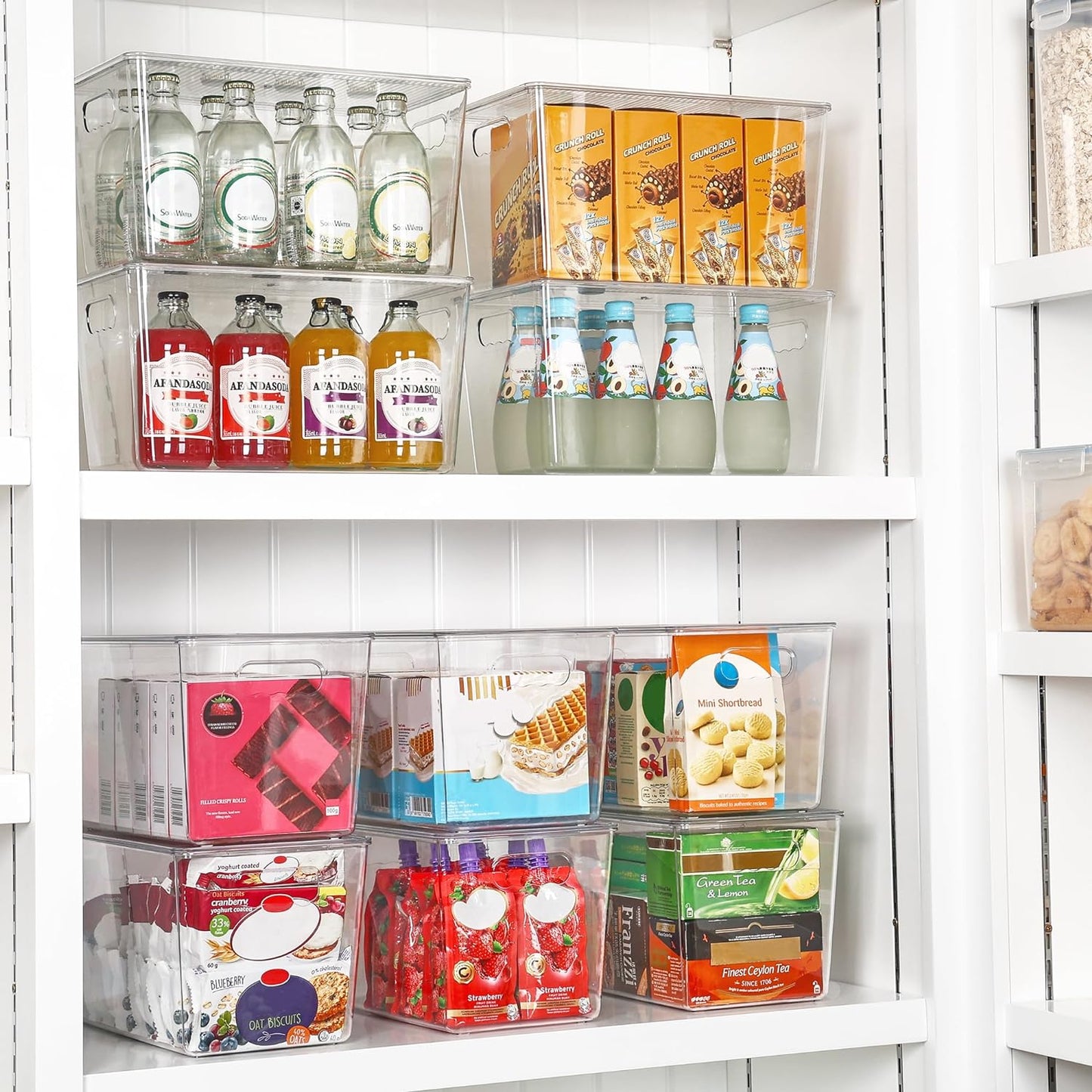Vtopmart 6 Pack Clear Stackable Storage Bins with Lids, Medium Plastic Containers with Handle for Pantry Organizer and Storage,Perfect for Kitchen,Fridge,Cabinet, Closet,Bathroom Organization