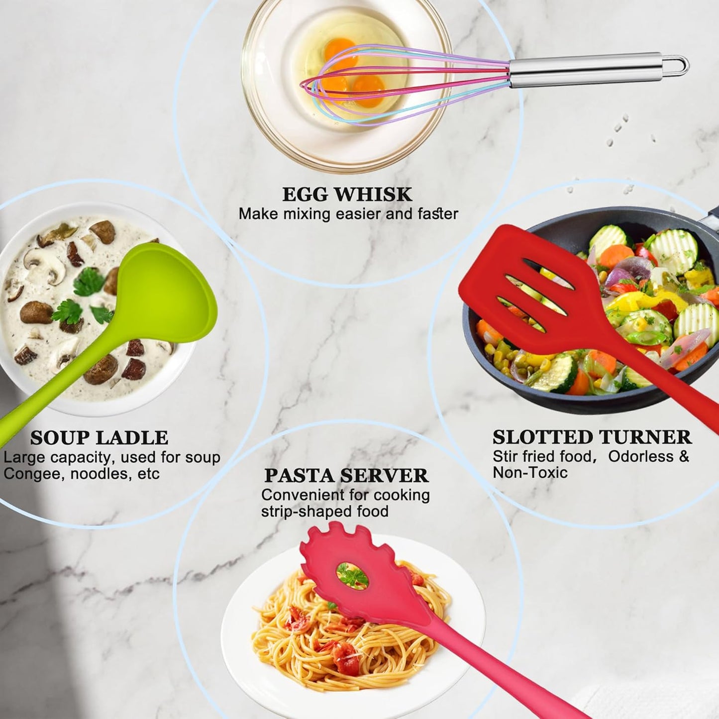 E-far 10 Pieces Silicone Cooking Utensils Set, Heat Resistant Kitchen Utensil Set for Nonstick Cookware, Kitchen Cooking Tools with Spatula, Spoon, Slotted Turner, Non-Toxic & Dishwasher Safe (Khaki)