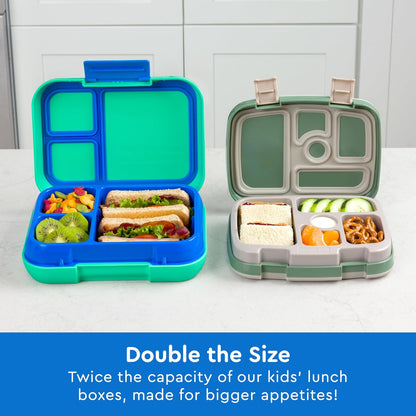 Bentgo Pop - Leak-Proof Lunch Box & Removable Divider for Ages 8+ & Teens - Lunch Container Holds 5 Cups of Food; 3-4 Compartments; Microwave/Dishwasher Safe; 2 Year Warranty (Flame Red/Turquoise)