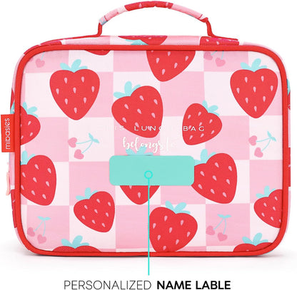 mibasies Kids Lunch Box for Girls Toddler, Insulated and Reusable Lunch Bag for School, Pink Rainbow
