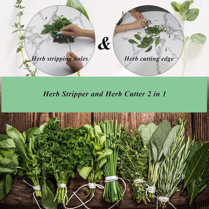 Herb Stripper and Herb Cutter 2 in 1,Herb Stripping Tool Herb Chopper Cilantro Chopper Best Kitchen Gadgets Presents for RV Owners Campers Chefs and Cooking Lovers,1PCS,Green,Stainless Steel,LXLVOUEG