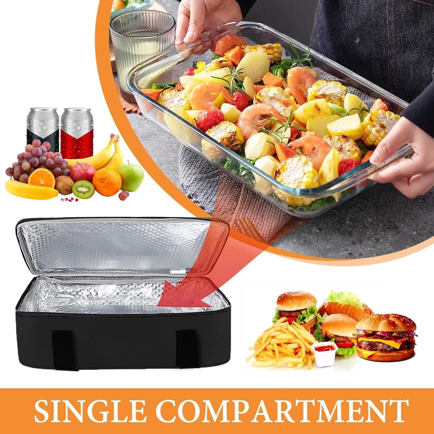 Insulated Casserole Carrier 9x13 Inch, Durable Nylon, Leak-Proof Casserole Dish Carrier, Casserole Carriers for Hot or Cold Food (Christmas)