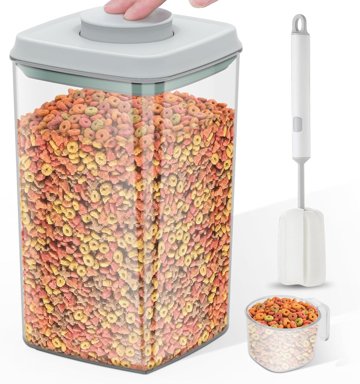 LEAWALK 10Lbs/10.57Qt Airtight Dog Cat Food Storage Container and Dog Treat Containers BPA-Free, PET Clear Stackable Pet Storage Bin, Pop Top, 1-Cup Scoop for Pet Food/Rice/Flour/Bread/Grains