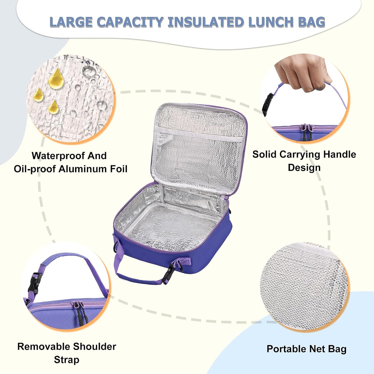 Bento Lunch Box for Kids with 8oz Soup Thermo, Leak-proof Lunch Food Containers with 5 Compartment, Insulated Lunch Bag & 17oz Stainless Steel Water Bottle for School, Trvael