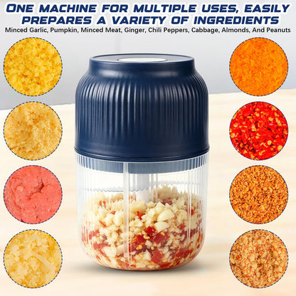 Electric Garlic Chopper 350ml, Cordless & Powerful 6 Stainless Steel Blades