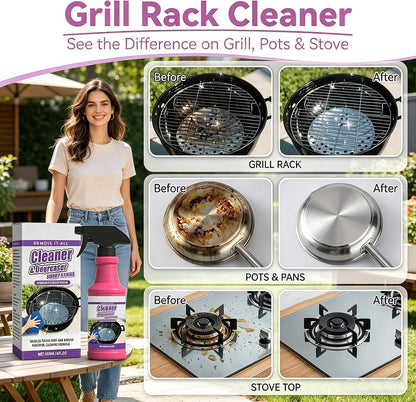 Fast Acting Heavy Duty Grill Degreaser Spray,2026 New BBQ Degreaser Cleaner Heavy Duty,120 ML Outdoor Grills Cleaner,Easily Lifts Baked-On Carbon and Grease,For Kitchen Grates and Racks (3PC)
