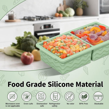 3-Pack Silicone Freezer Trays with Lid,2 Large 2-Cup(500ml)&4 Medium 1-Cup(250ml)&6 Small 1/2-Cup(125ml) Soup Freezer Container Molds,Ice Cube Tray For Meal Prep&Freezing Soup,Stews,Sauces