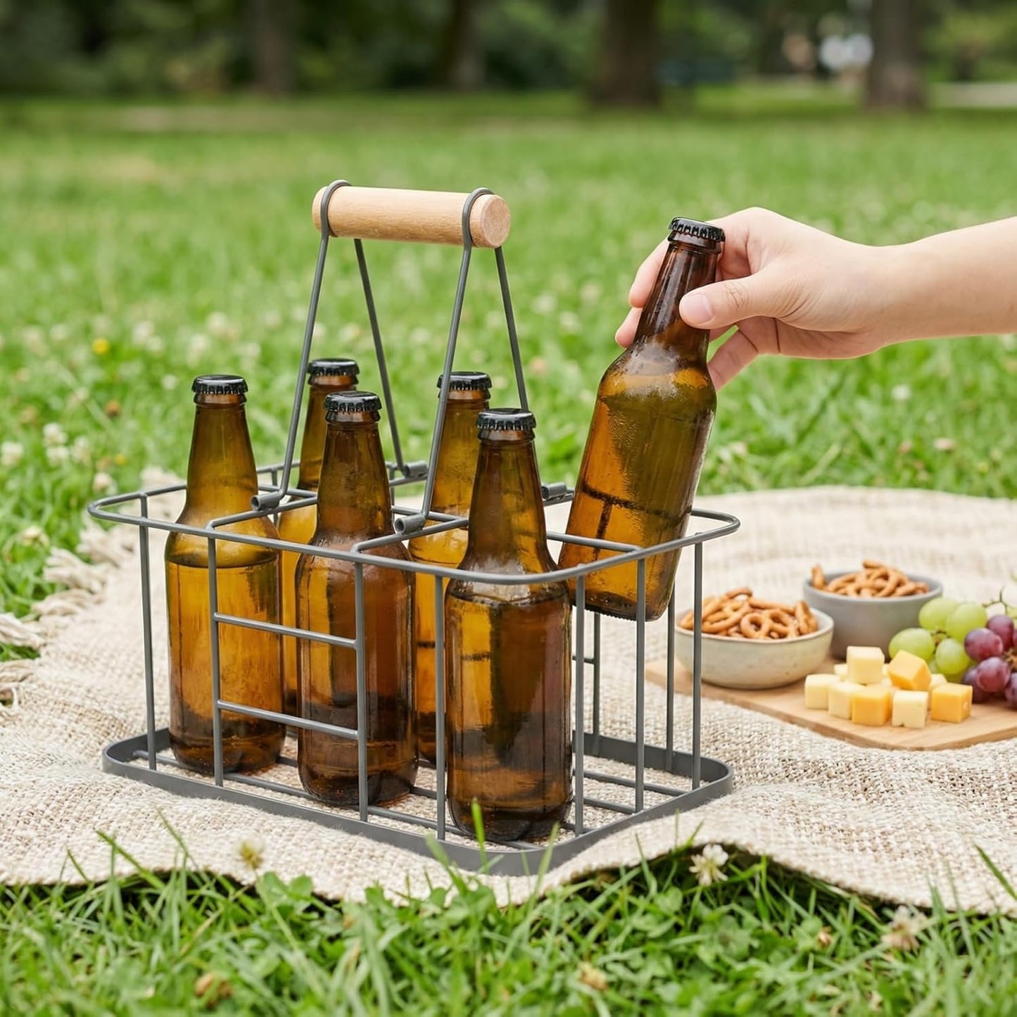 Cabilock Water Bottle Carrier Milk Bottle Holder Wire Metal Doorstep Milk Crate Basket for Farmhouse Kitchen Organizer Holder