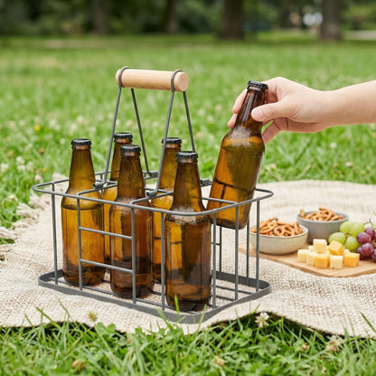 Cabilock Water Bottle Carrier Milk Bottle Holder Wire Metal Doorstep Milk Crate Basket for Farmhouse Kitchen Organizer Holder