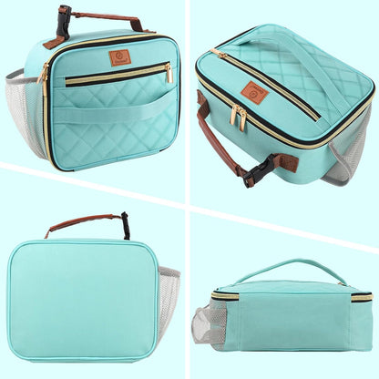 Genteen Lunch Box for Kids, Boys - Insulated Small LunchBox Reusable, Zip Closure & Buckle Handle, Portable Cooler for Work, School, Travel (Lake Green)