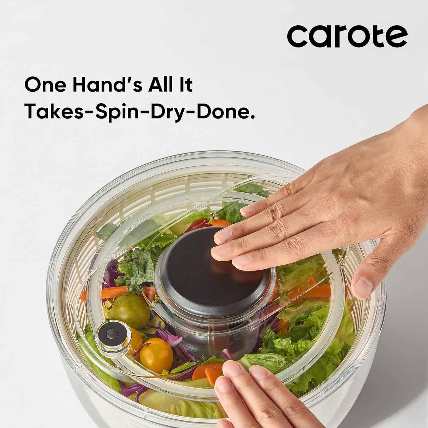 CAROTE 6.4 Qt Stainless Steel Salad Spinner, Large Lettuce Spinner Vegetable Fruit Washer, Vegetable Cleaner Salad Cleaner Lettuce Washer, Non-Slip Base, Multifunctional for Salad, Fruits