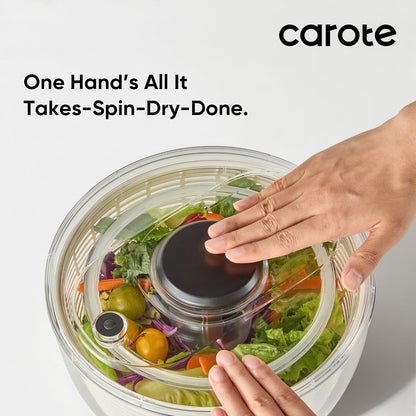 CAROTE 6.4 Qt Stainless Steel Salad Spinner, Large Lettuce Spinner Vegetable Fruit Washer, Vegetable Cleaner Salad Cleaner Lettuce Washer, Non-Slip Base, Multifunctional for Salad, Fruits