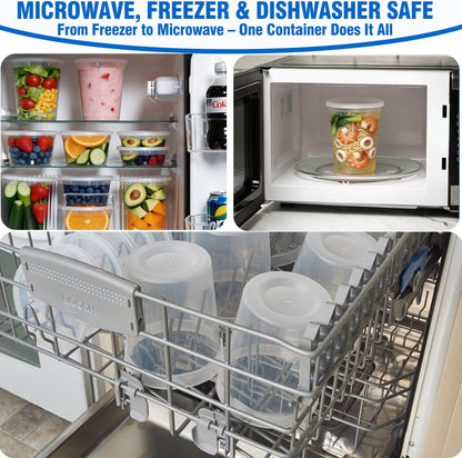 10 Sets 32 oz Plastic Deli Containers with Lids - Airtight, Leakproof Food Storage Containers, BPA Free, Freezer/Dishwasher/Microwave Safe, for Soup, Meal Prep, Takeout & Restaurant Use