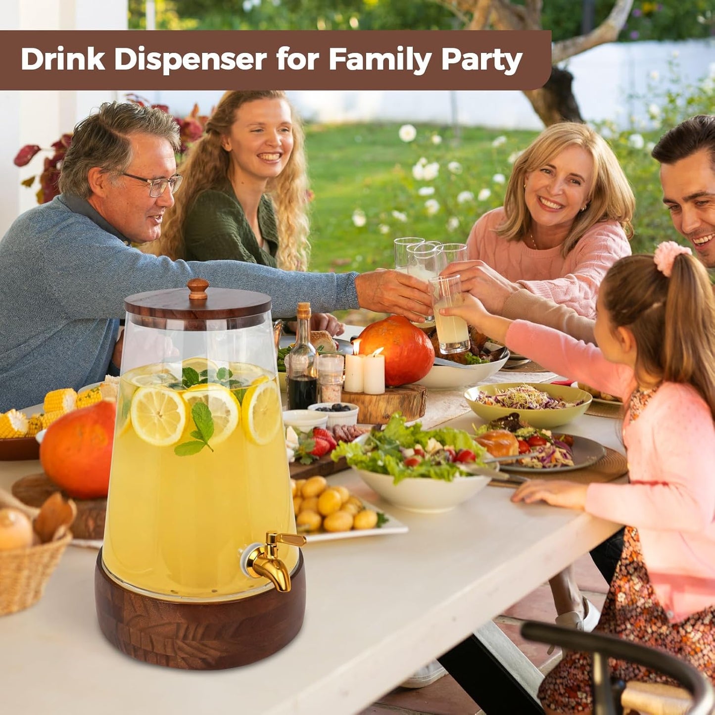 Glass Drink Dispenser for Parties, 1.72 Gallon Large Beverage Dispenser with Stand Juice Dispensers with Spigot Pitcher for Lemonade Iced Water Tea Sangria Punch