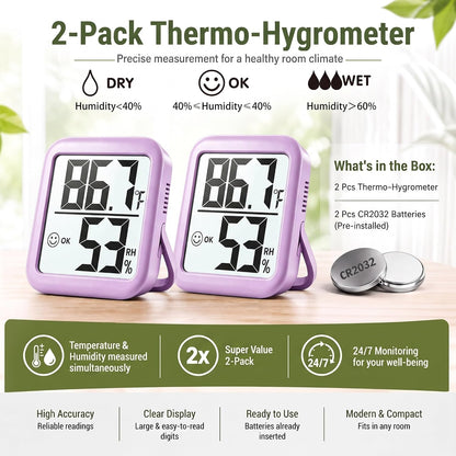 Antonki 2 Pack Room Thermometer Indoor Hygrometer