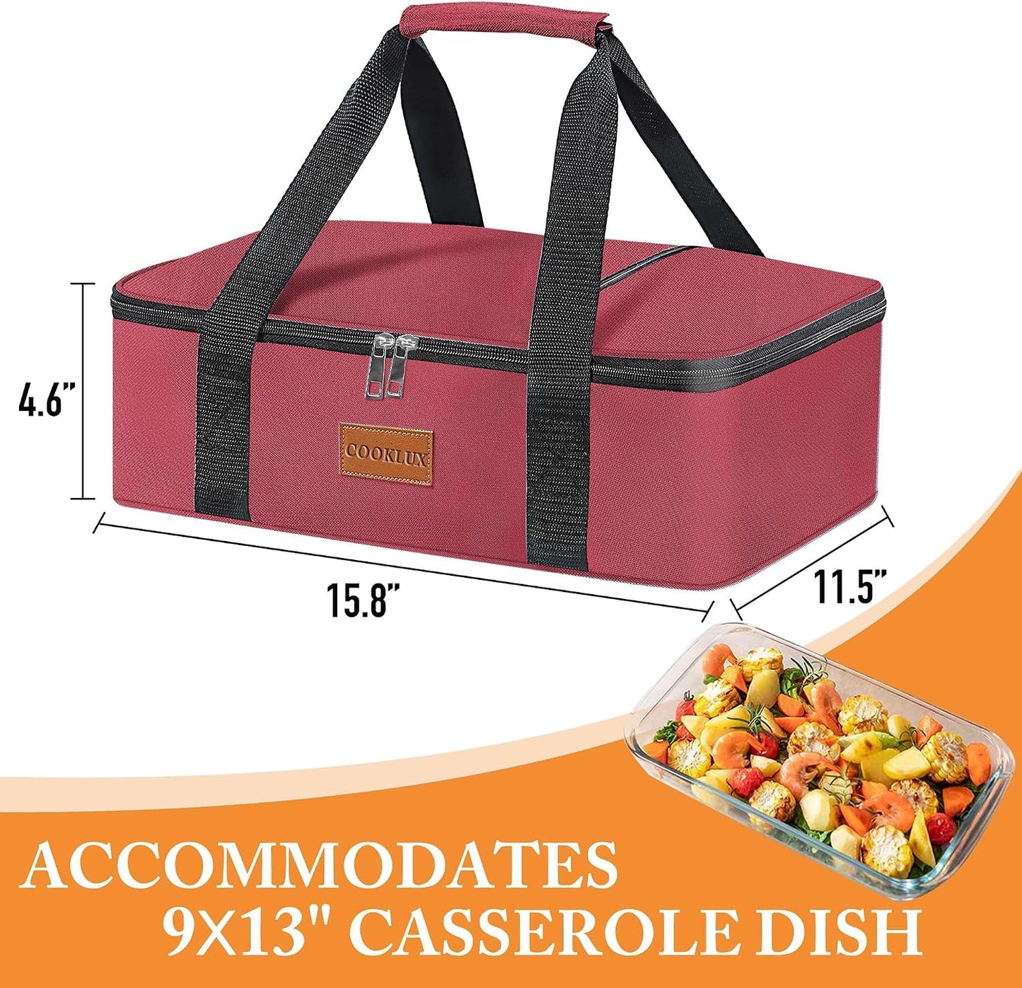 Insulated Casserole Carrier 9x13 Inch, Durable Nylon, Leak-Proof Casserole Dish Carrier, Casserole Carriers for Hot or Cold Food (Christmas)