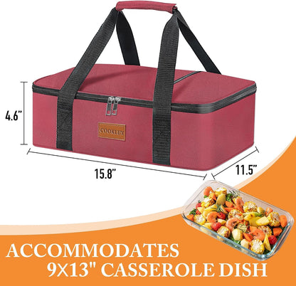 Insulated Casserole Carrier 9x13 Inch, Durable Nylon, Leak-Proof Casserole Dish Carrier, Casserole Carriers for Hot or Cold Food (Christmas)