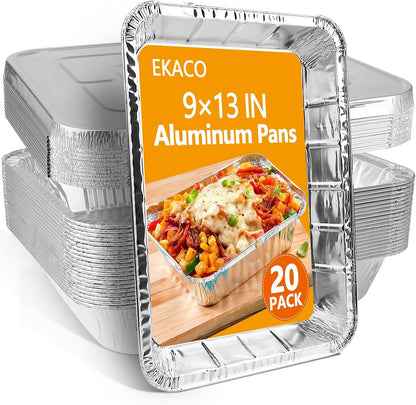 Thickened 9x13 Aluminum Pans with Lids, 20 Pack Heavy Duty & Extra Deep Disposable Aluminum Foil Pans, Disposable Half Size Foil Baking Tray for Cooking, Meal Prep, Baking, Roasting