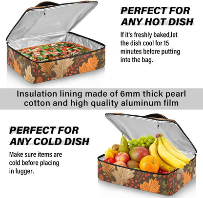 Casserole Carriers for Hot or Cold Food Reusable Casserole Dish Carrier Insulated Thermal Large Capacity Durable Perfect for Party Camping Family Gatherings Yellow Fish - Colors A
