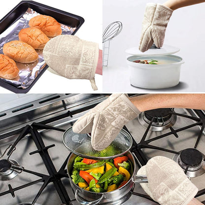 Mini Silicone Oven Mitts, Heat Resistant Kitchen Mittens 2-Pack Set