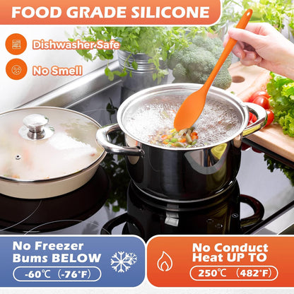 Rtteri 20 Pieces Silicone Serving Spoons Set Nonstick Heat Resistant Small Cooking Baking Spoons for Mixing, Baking, Stirring, Turning, Scraping Kitchen