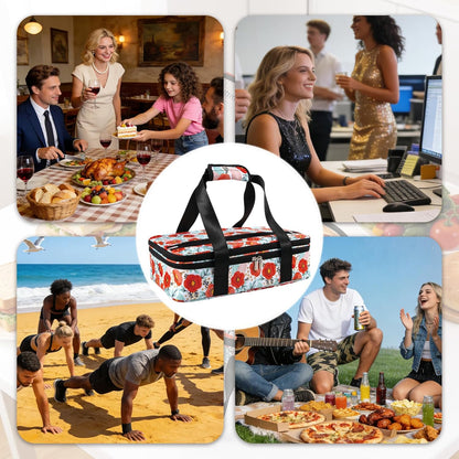 Insulated Casserole Carrier Expandable for Hot or Cold Food with Handle Food Transport for Travel Picnic Cookouts,Fits Pioneer Woman Kitchen Stuff Accessories and 9" x 13" Baking Dish