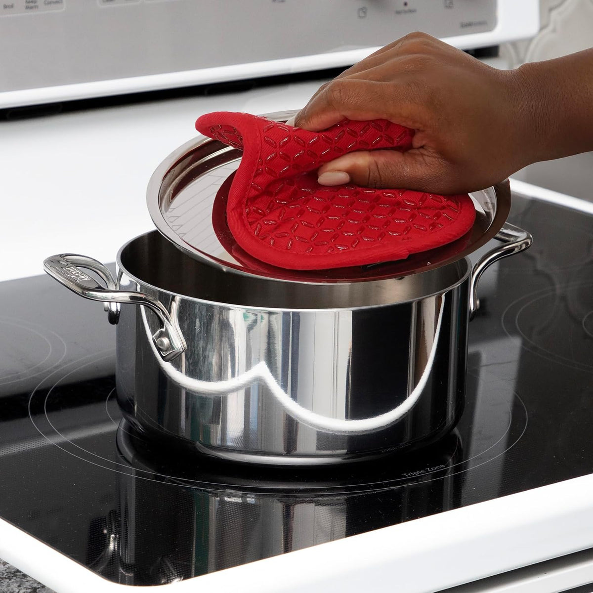 All-Clad Premium Pot Holder: Heat Resistant up to 500 Degrees - 100% Cotton, 10"x8" Hot Pad for Kitchen and Barbecue, 2-Pack, Indigo
