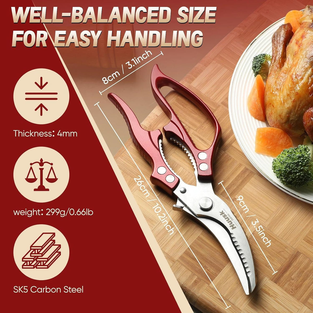Huusk Poultry Shears Heavy Duty – All Purpose Japanese Kitchen Scissors
