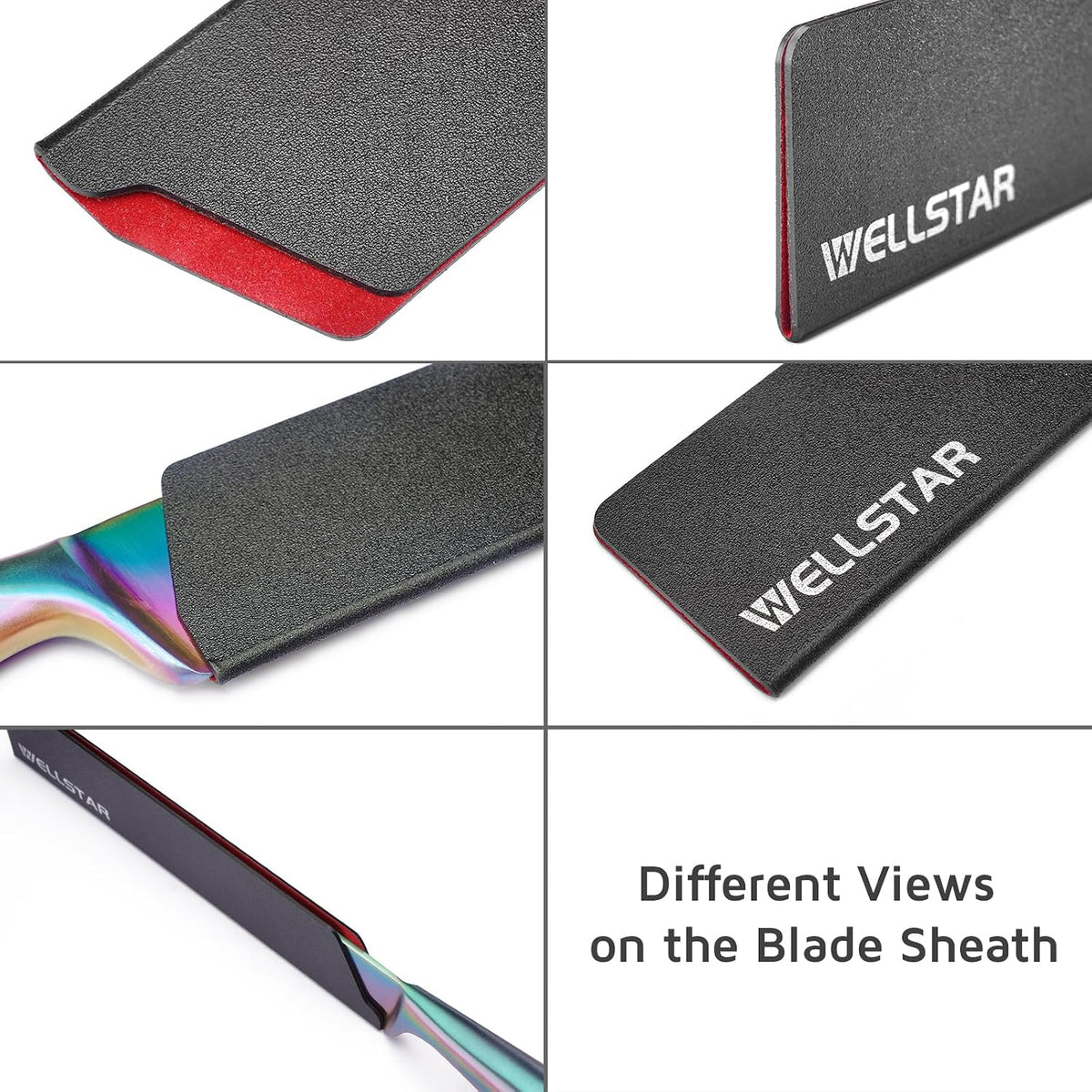 WELLSTAR Knife Edge Guards 8 Inch, Universal Blade Covers, BPA Free ABS Protective Blade Sheaths, Non-Scratch Felt Lining Kitchen Knives Covers (Knives not included)