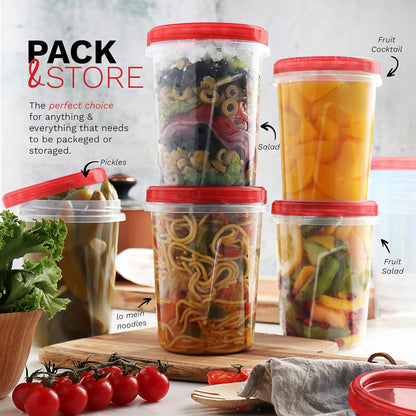 Tafura 10 Pack Leakproof Freezer Containers for Food with Twist Top Lids - 32 Oz BPA Free Reusable Plastic Soup Containers with Screw On Lids - Ideal for Meal Prep, Leftovers & Pantry Organization