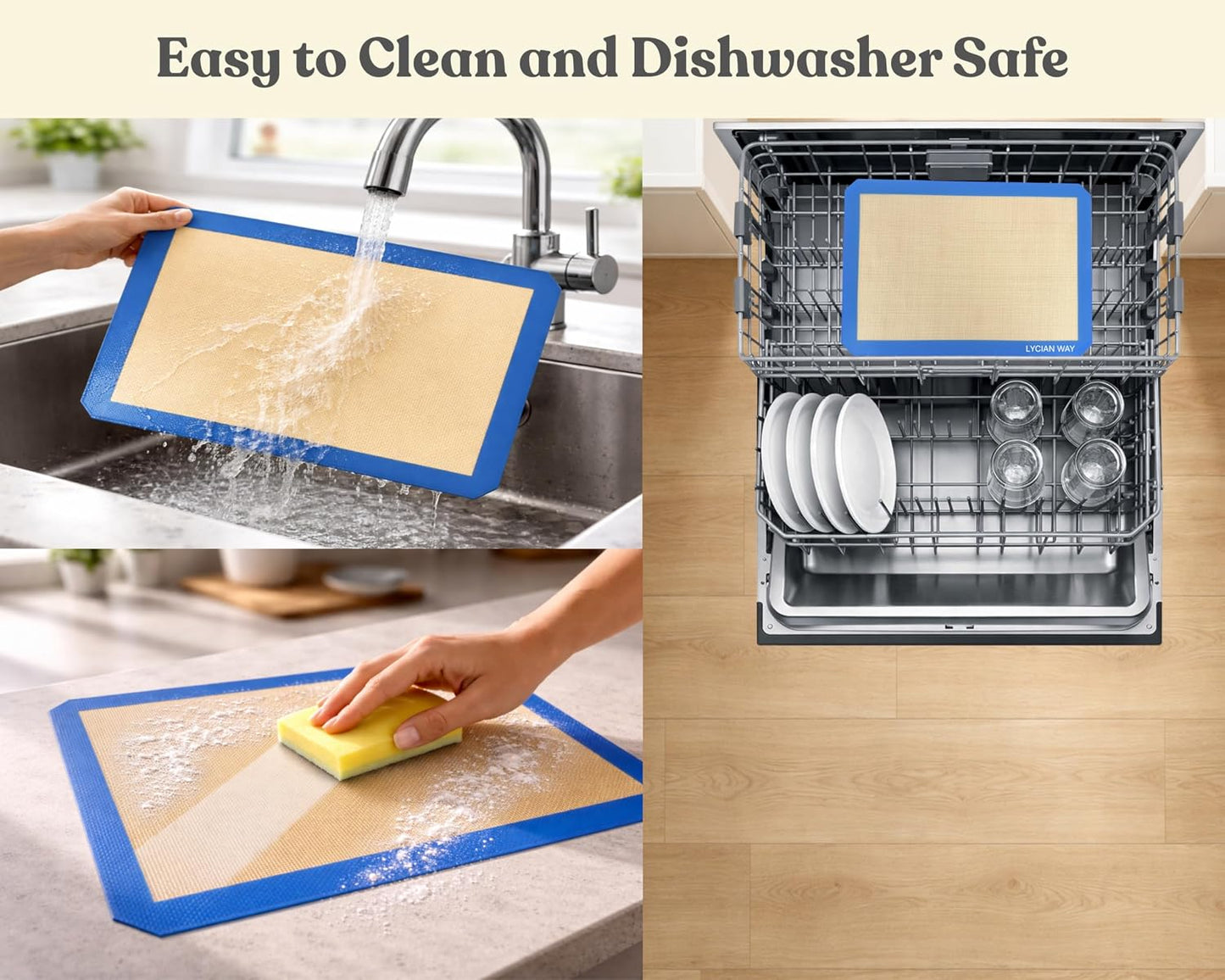 Silicone Pastry Mat with Measurements, 28 x 20 Inch Extra Thick Non-Slip Nonstick XL Baking Mat for Dough Rolling, Kneading, Fondant and Pie, Red