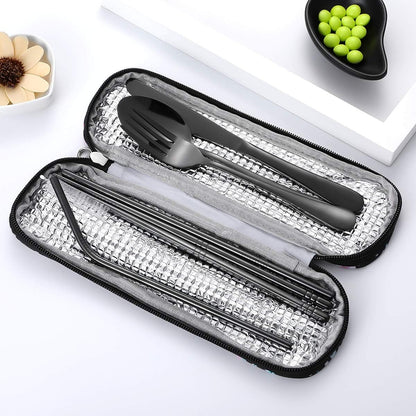 Travel Utensils,Reusable Silverware Set To Go Portable Cutlery Set with a Waterproof Carrying Case for Lunch Boxes Workplace Camping Picnic (Purple)