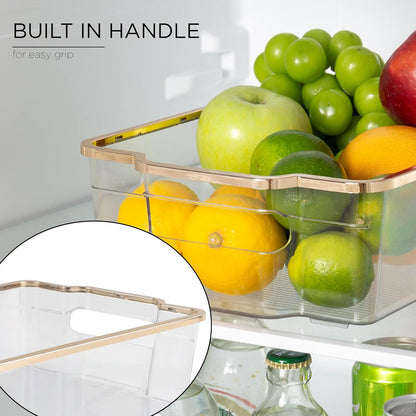 SIMPLEMADE Clear Refrigerator Organizer Bins - Clear Bins for Fridge, Containers for Fridge and Freezer, Multipurpose Storage for Kitchen, Office, Bathroom, Pack of 3 (Design 2)