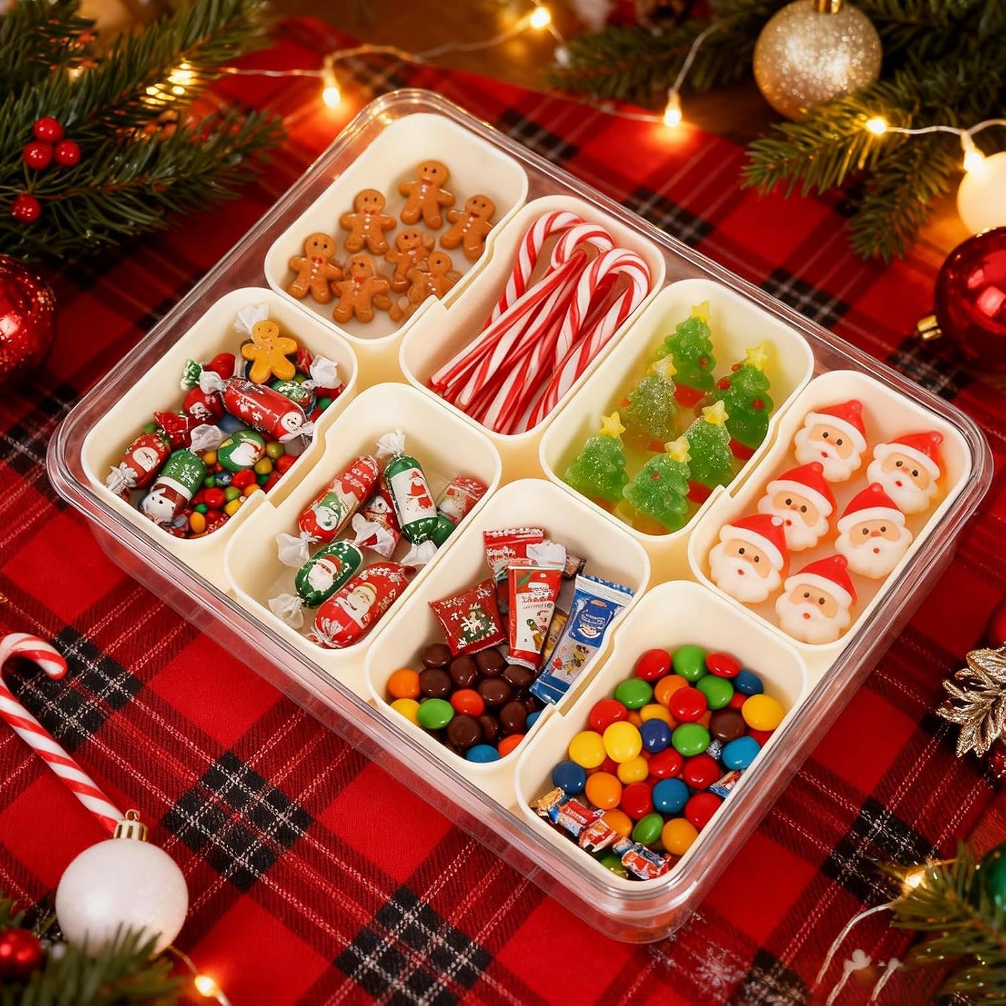 Snackle Box Taco Bar Serving Set for a Party - Divided Lazy Susan Serving Tray - Taco Tuesday Kit - Chip and Dip Serving Set for Party - PET Rotating Appetizer Serving Tray (12"x3.9")
